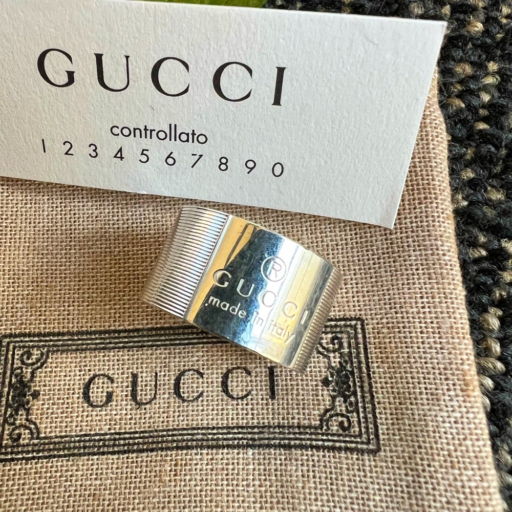 Gucci 925 sterling silver wide ring size 7 - Picture 3 of 4